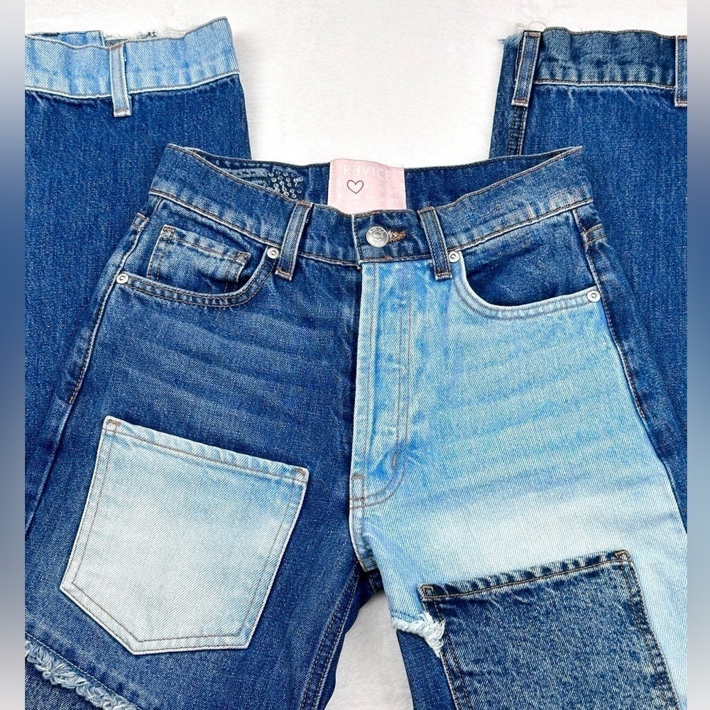 Revice Women’s Matchmaker Love at First Sight 24 Waist Patchwork Fringe Jeans - Picture 6 of 13